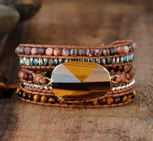 Tiger Eye & Jasper Wrap Bracelet