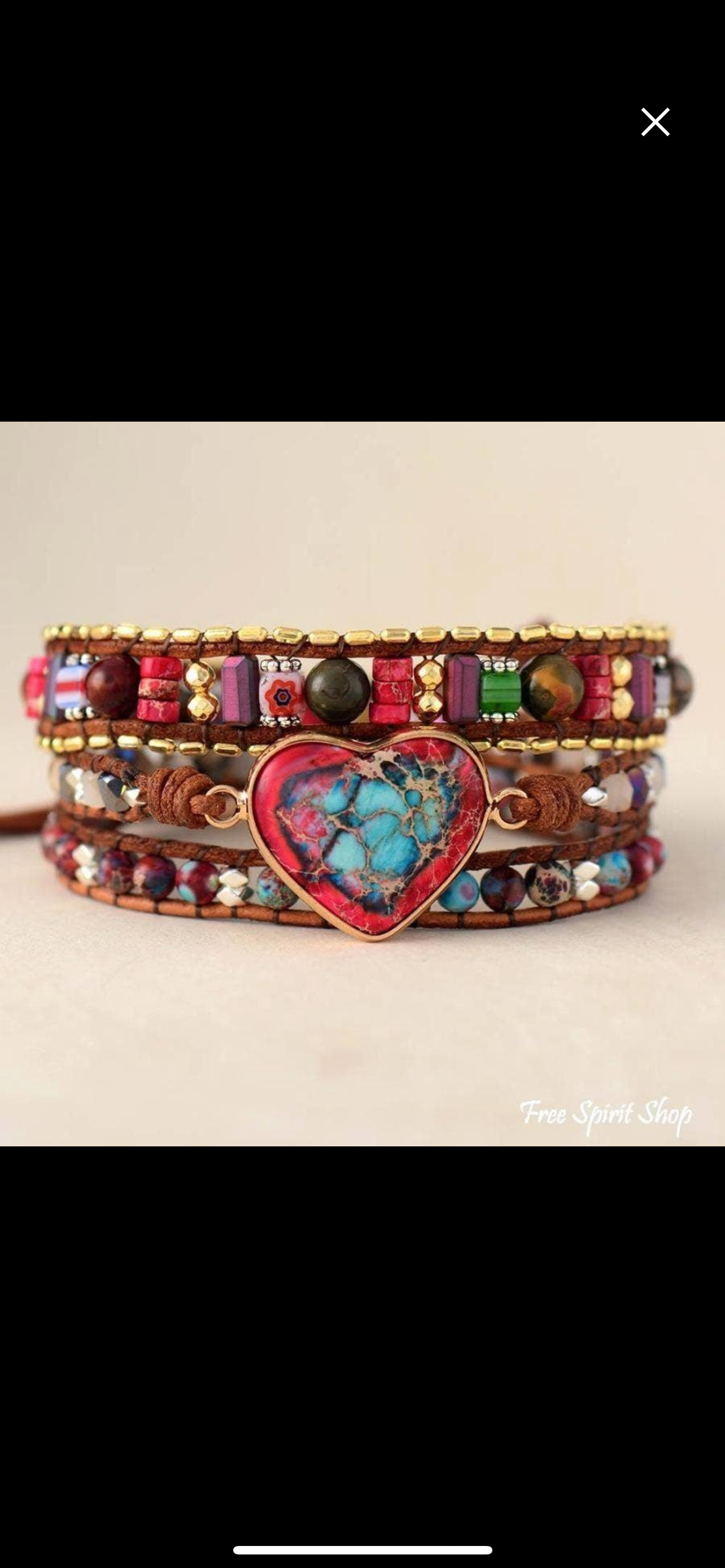 Jasper Heart Leather Wrap Bracelet (3 Layer)