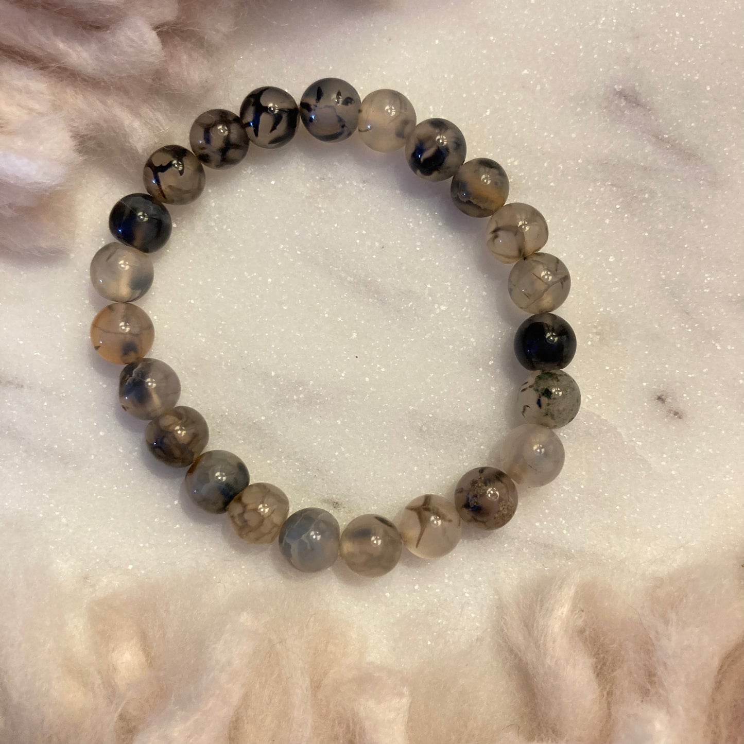 Fire Agate 8mm Round Bead Bracelet