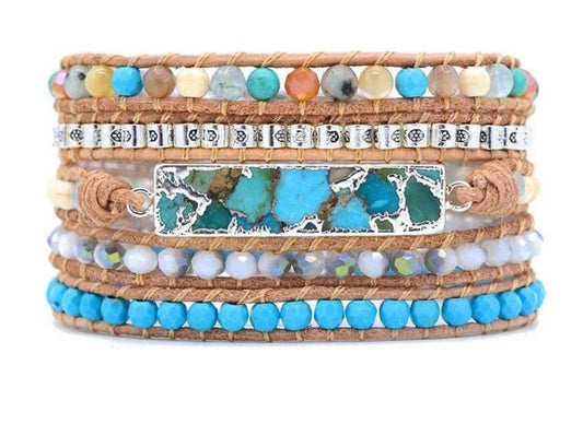 Turquoise Jasper Beaded Wrap Bracelet