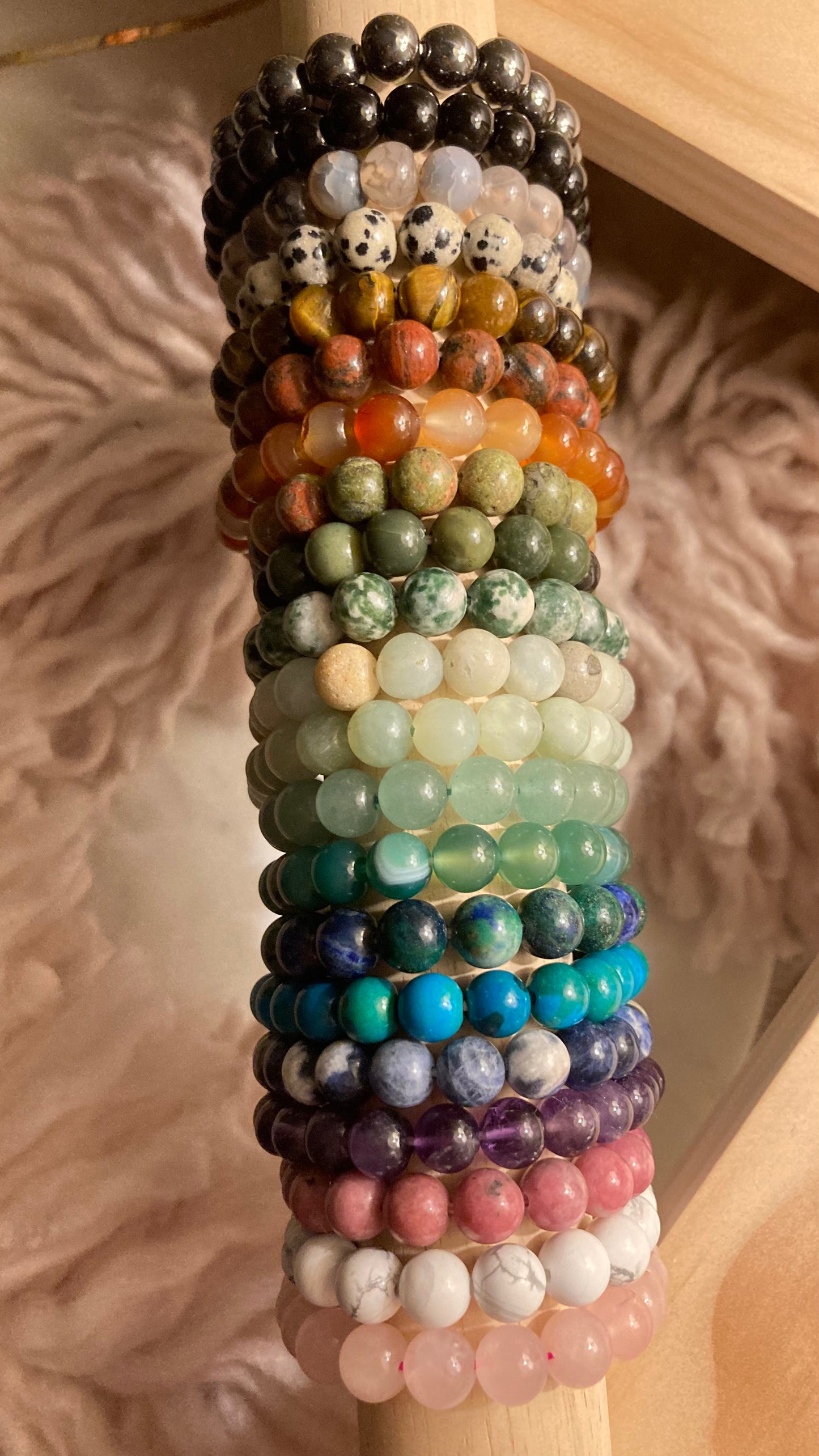 Fire Agate 8mm Round Bead Bracelet
