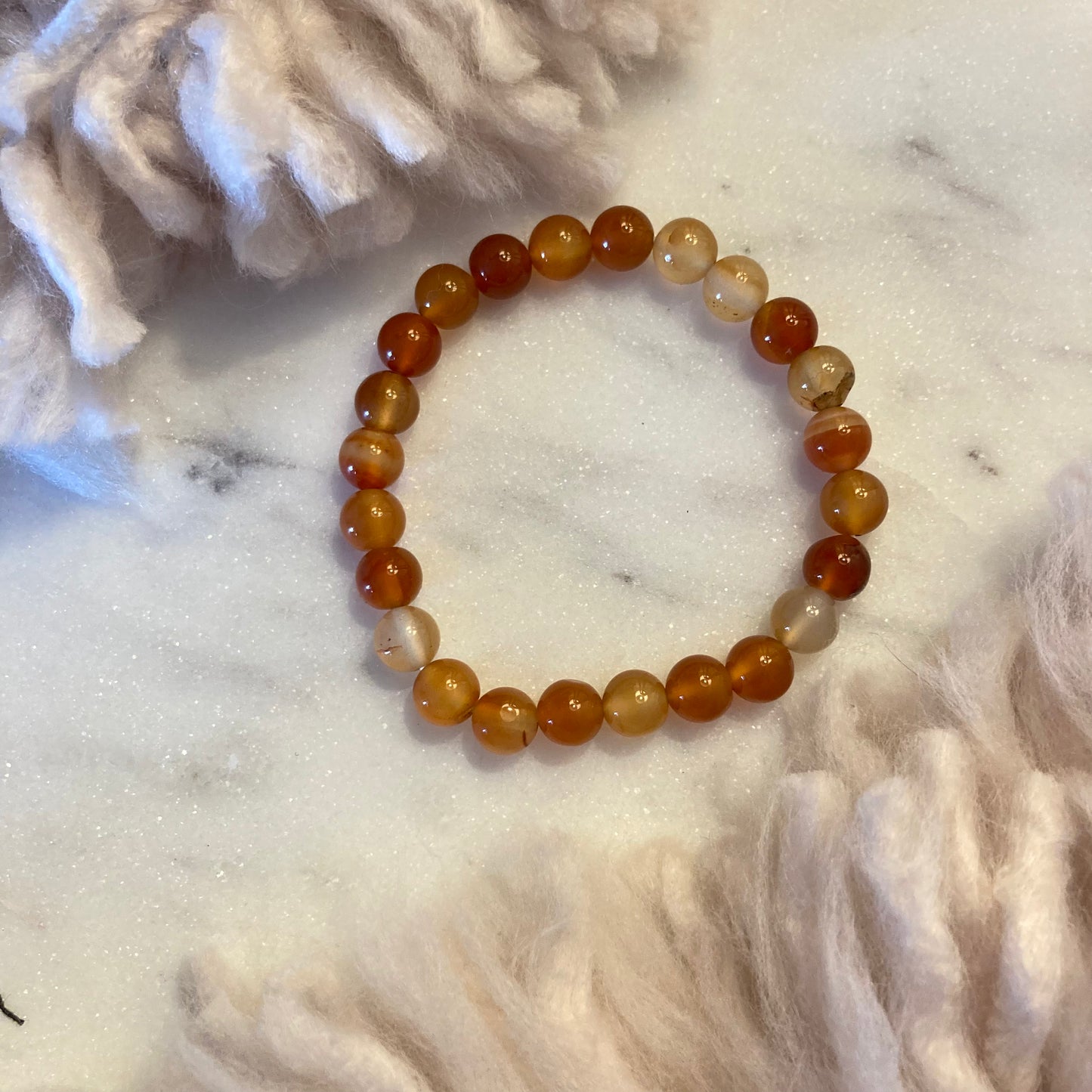 Carnelian 8mm Round Bead Bracelet