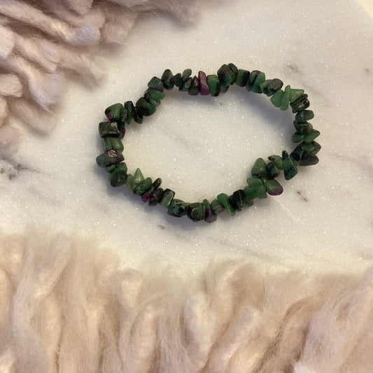 Ruby in Zoisite Crystal Chip Bracelet