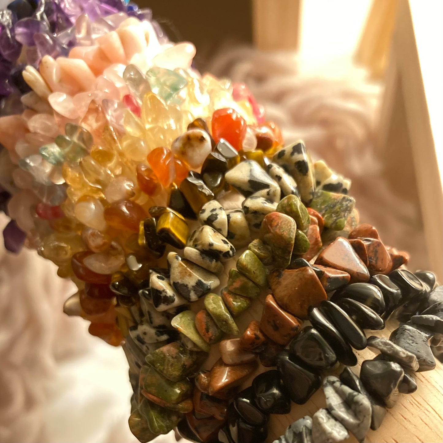 Unakite Crystal Chip Bracelet