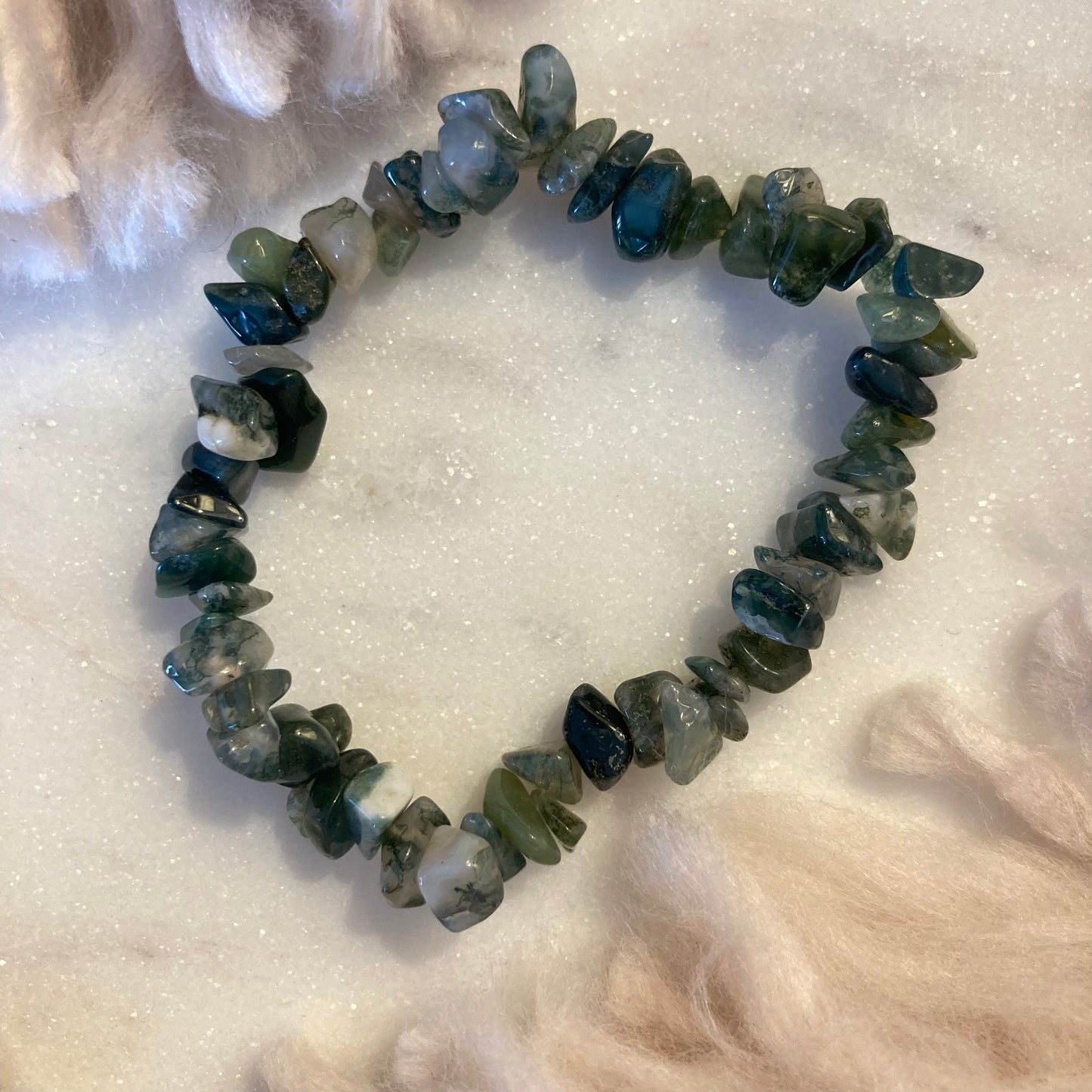 Moss Agate Crystal Chip Bracelet
