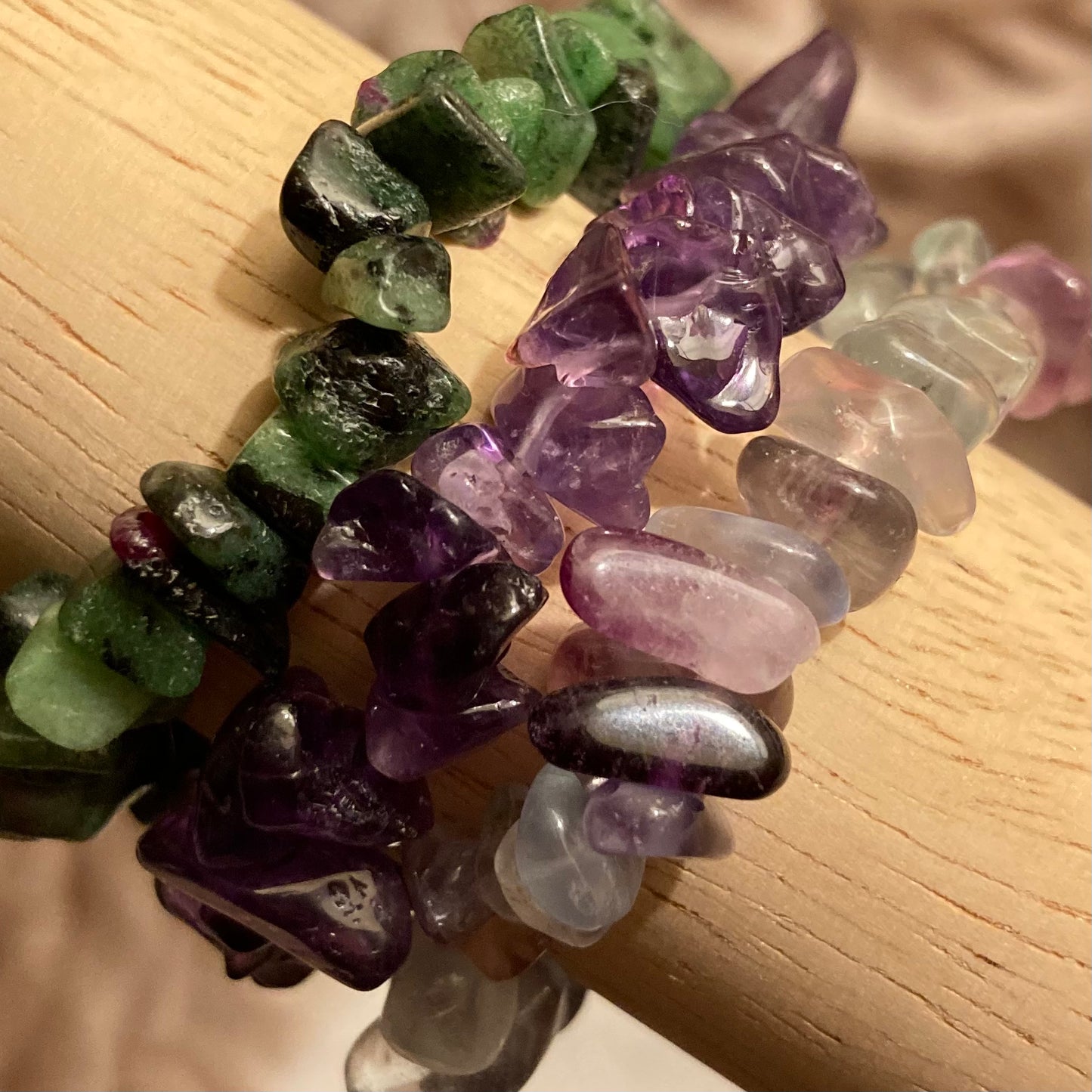 Rainbow Fluorite Crystal Chip Bracelet