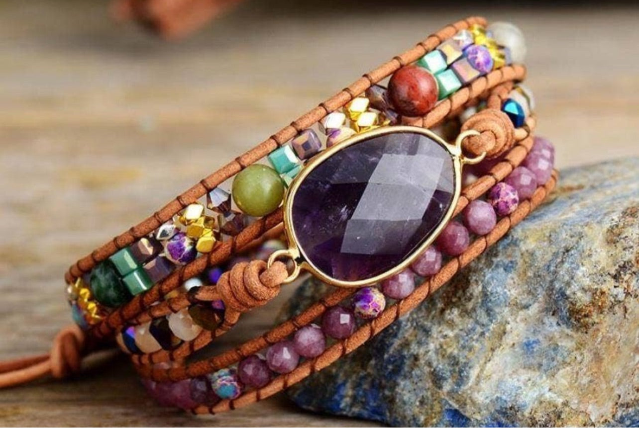 Amethyst & Lepidolite Wrap Bracelet
