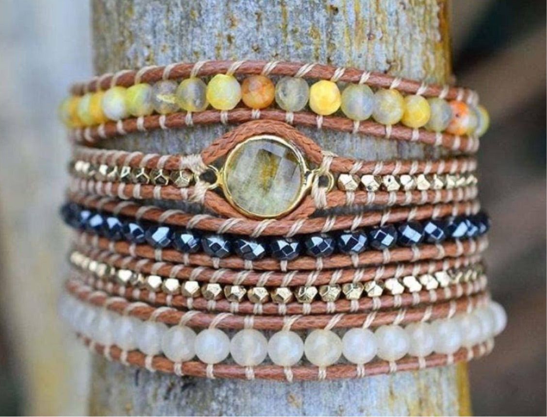 Citrine Gemstone Wrap Bracelet (Non Leather)