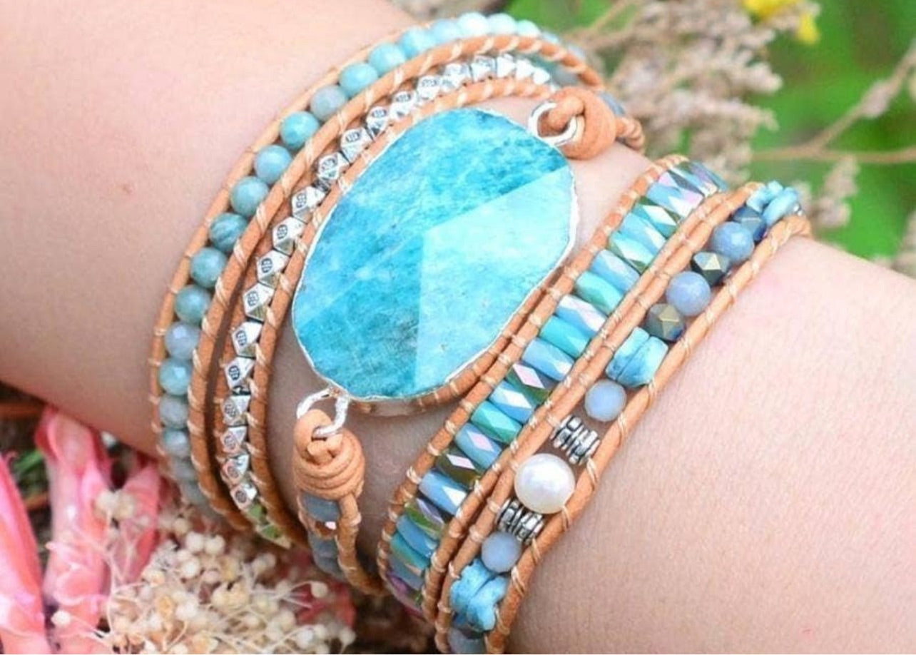 Amazonite Bead Wrap Bracelet