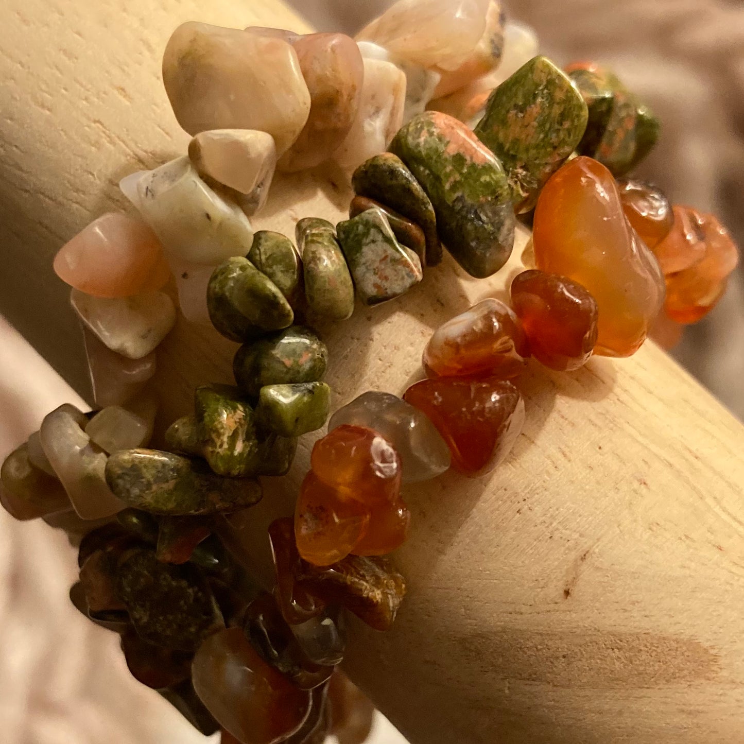 Unakite Crystal Chip Bracelet