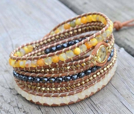 Citrine Gemstone Wrap Bracelet (Non Leather)