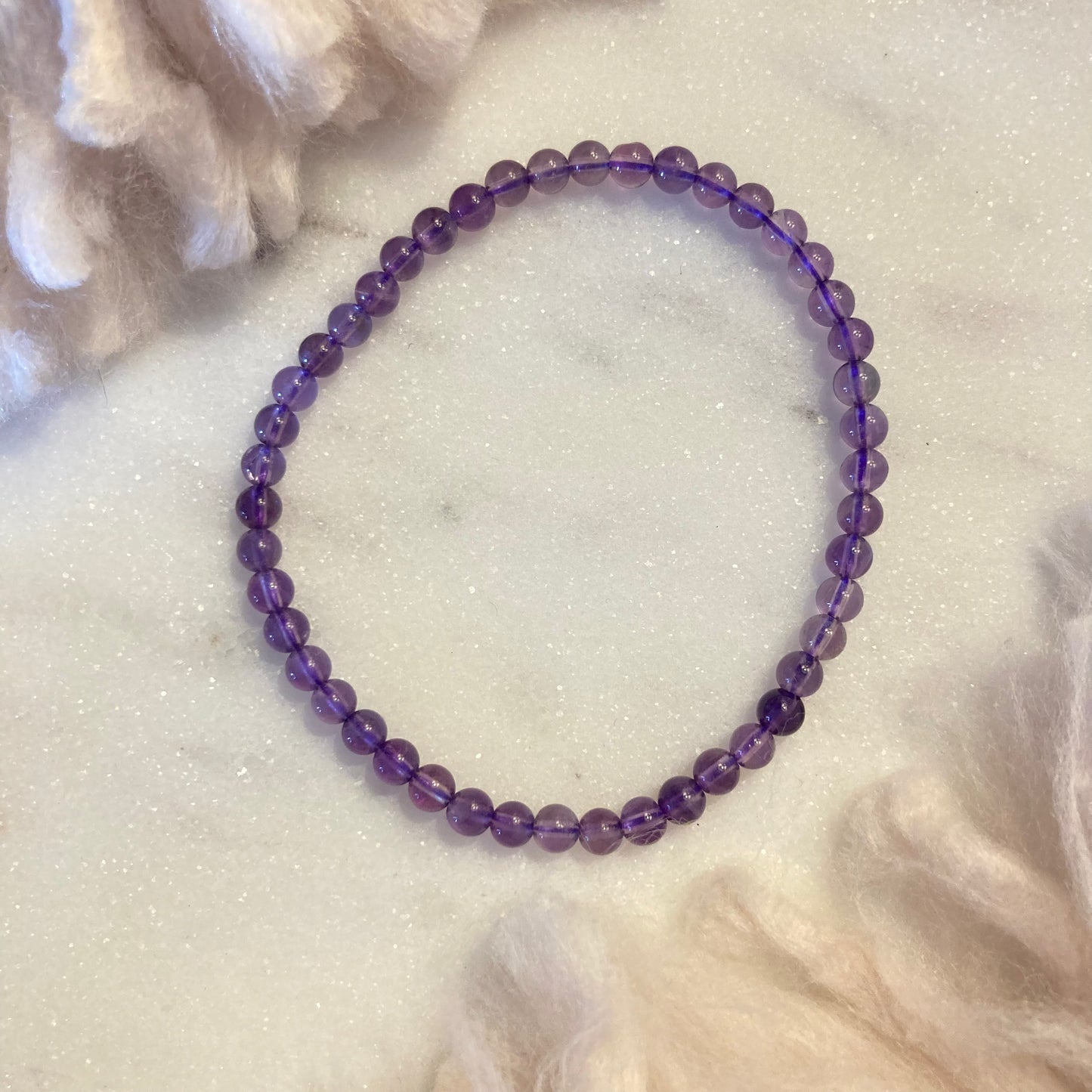 Amethyst 4mm Round Bead Bracelet