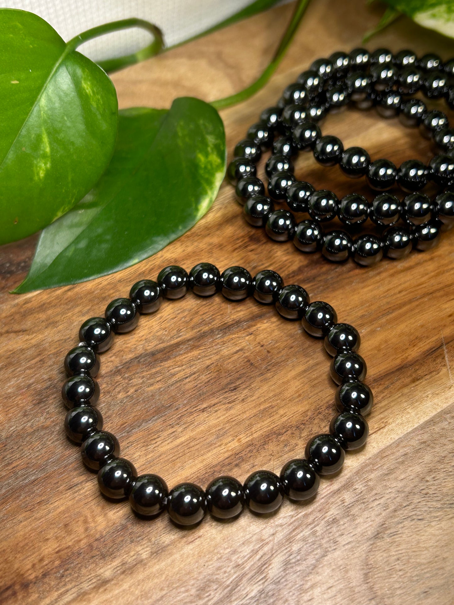 Hematite 8mm Round Bead Bracelet
