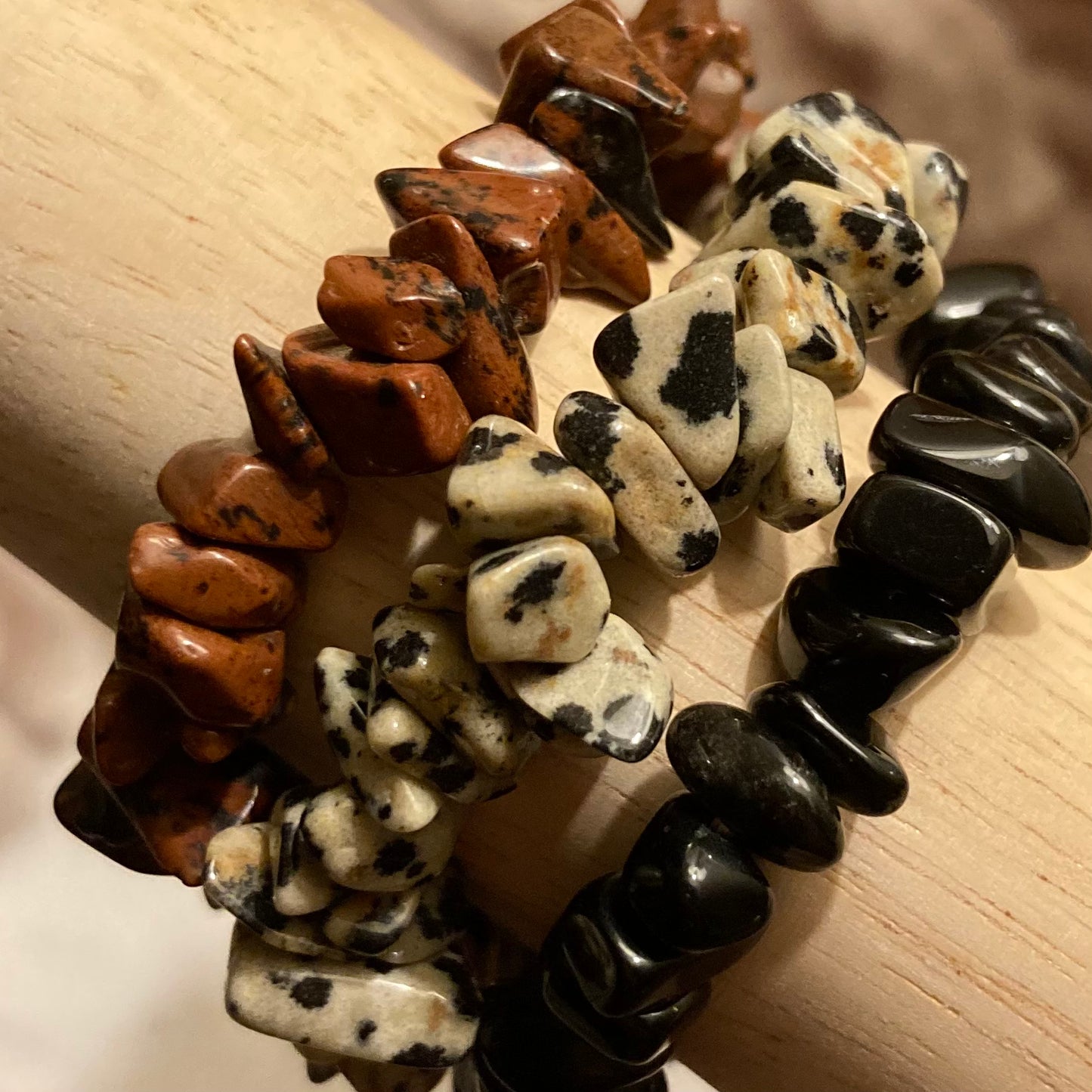 Dalmation Jasper Crystal Chip Bracelet