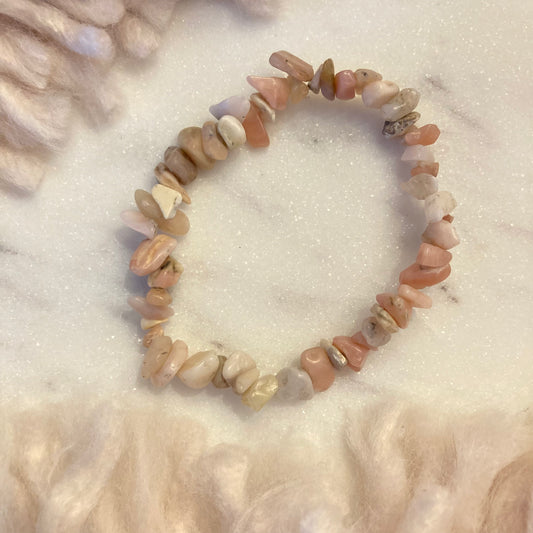 Pink Opal Crystal Chip Bracelet