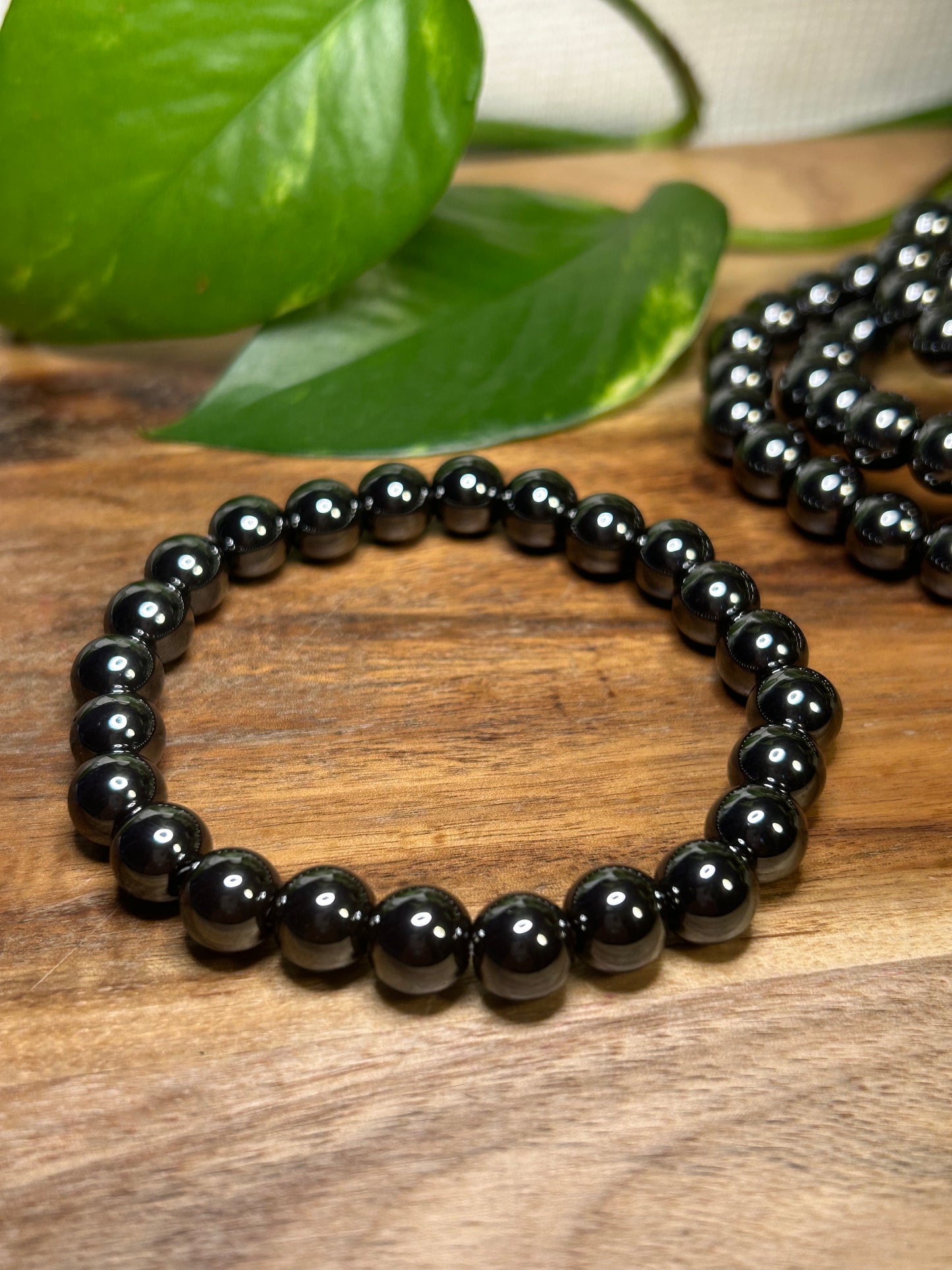Hematite 8mm Round Bead Bracelet