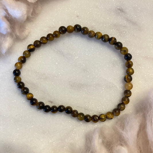 Tigers Eye 4mm Round Bead Bracelet
