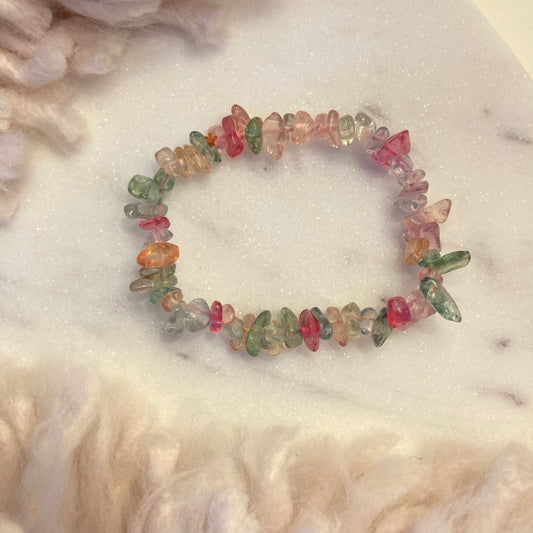 Mixed Quartz Crystal Chip Bracelet