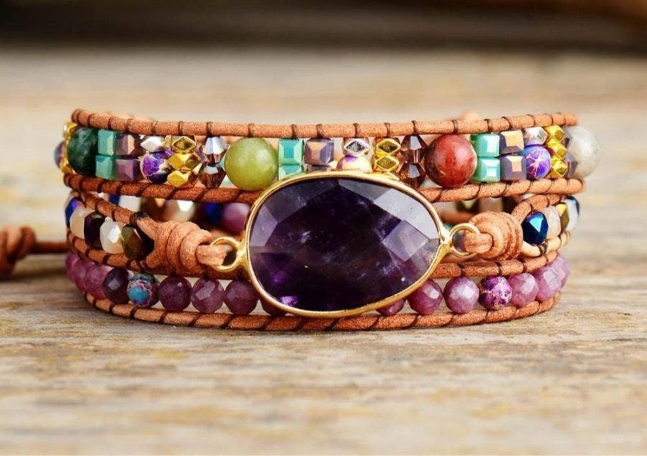 Amethyst & Lepidolite Wrap Bracelet