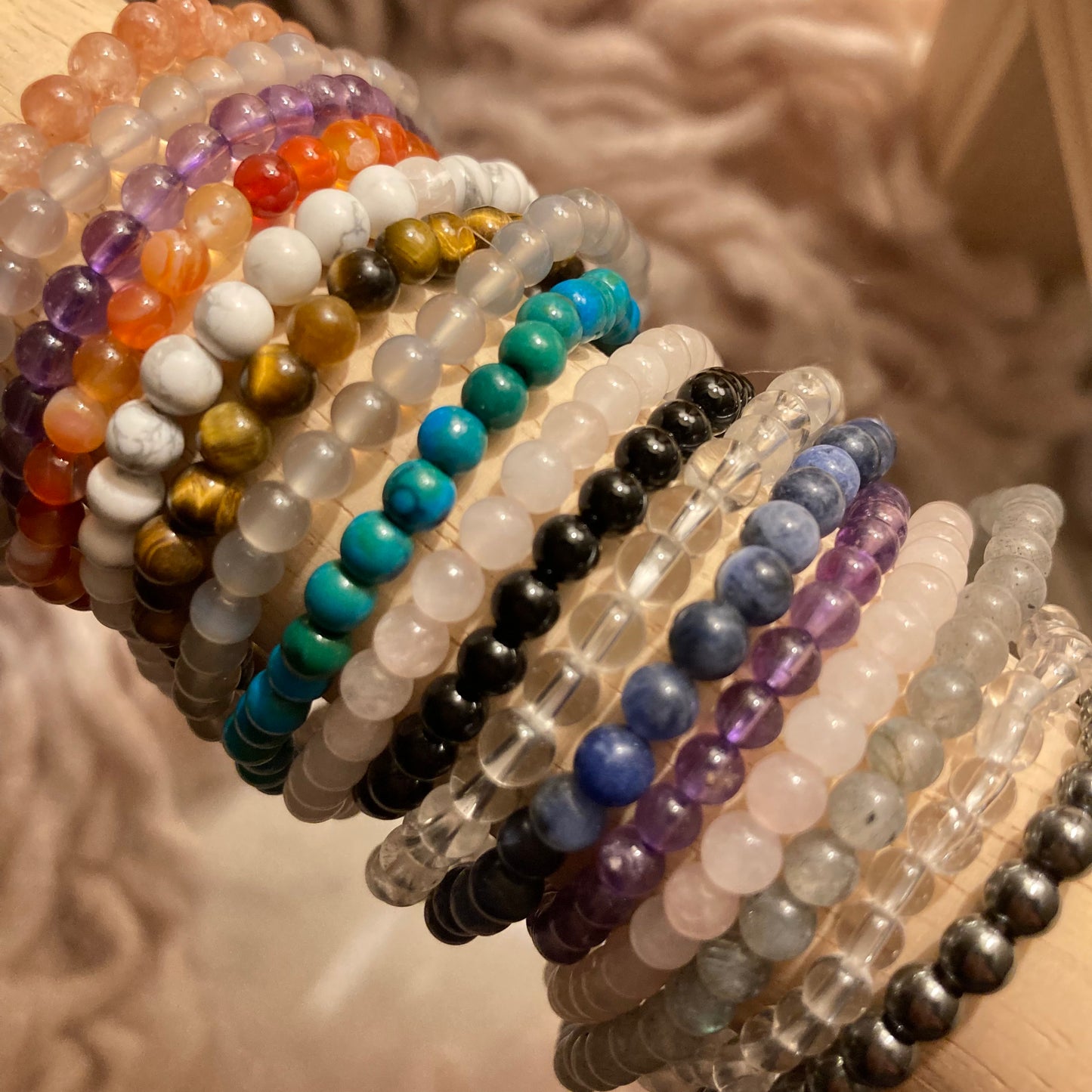 Onyx 4mm Round Bead Bracelet