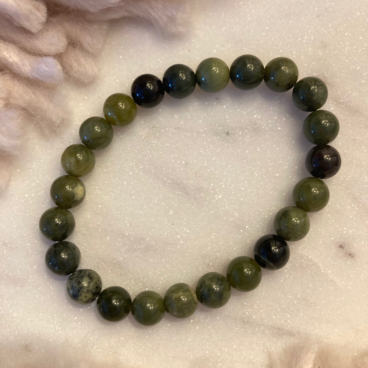 Canadian Jade 8mm Round Bead Bracelet