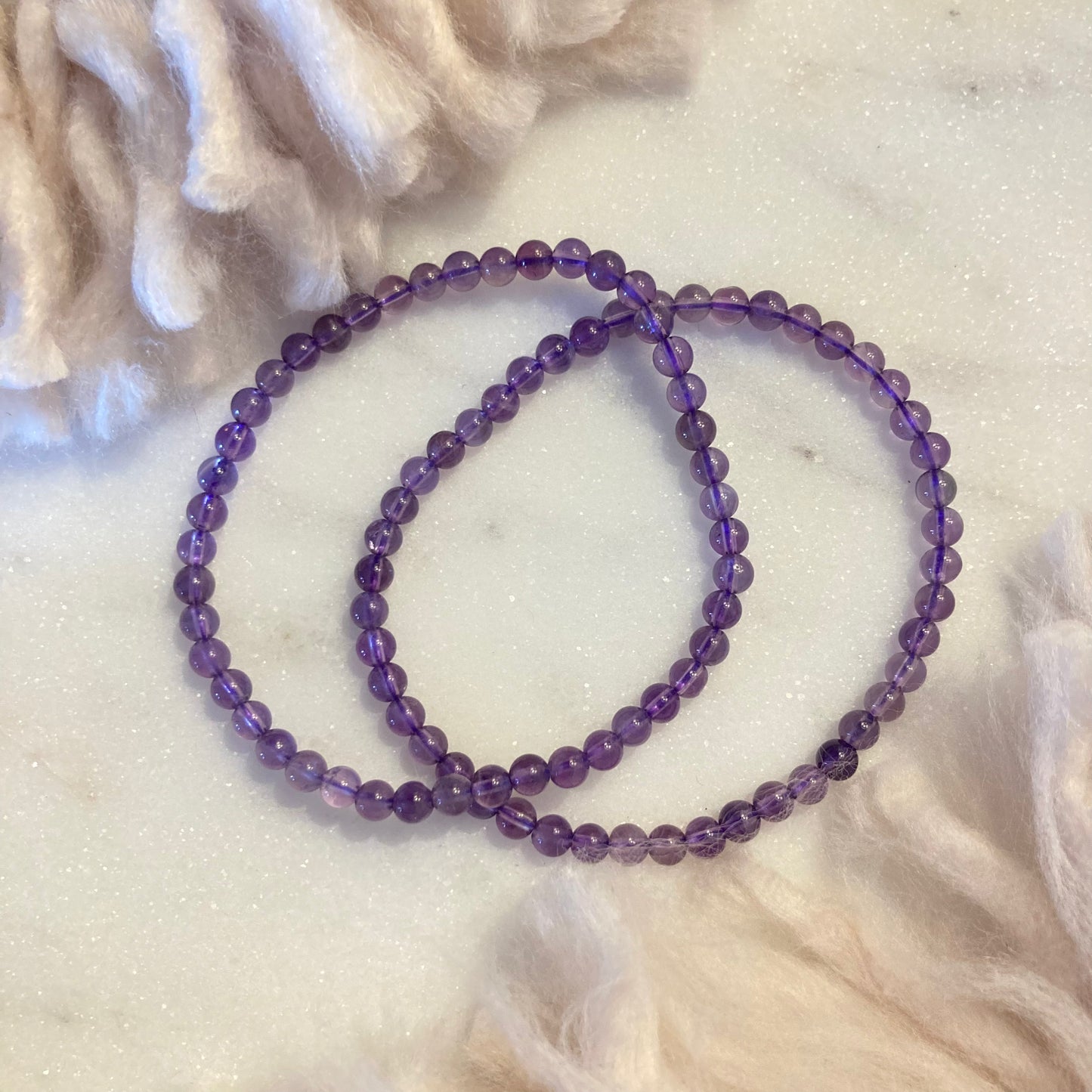 Amethyst 4mm Round Bead Bracelet