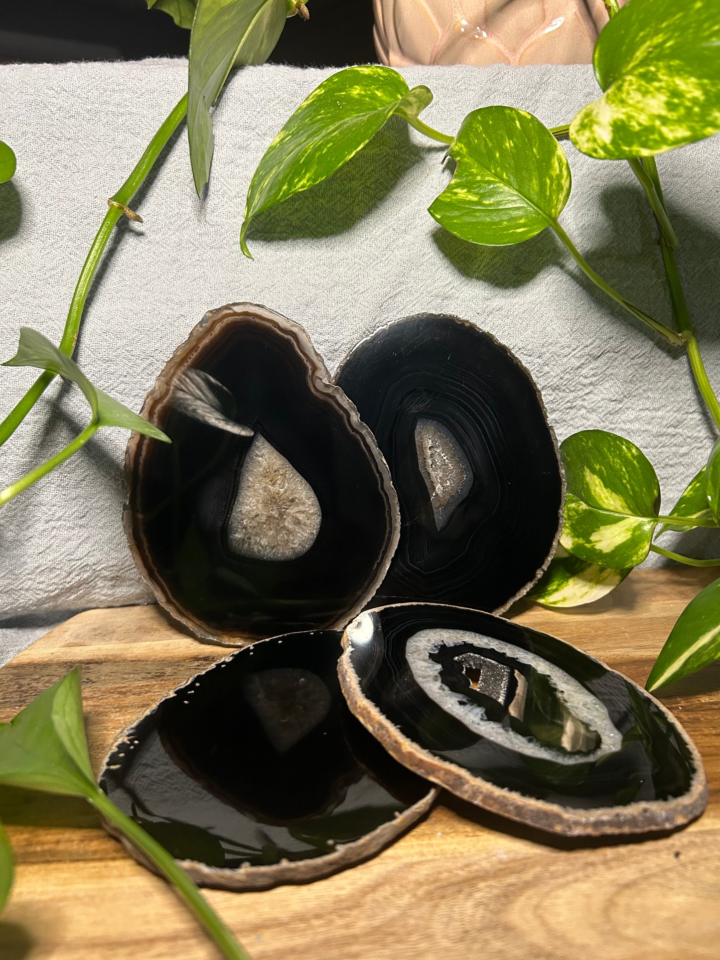 Black Agate Coaster Set of 4