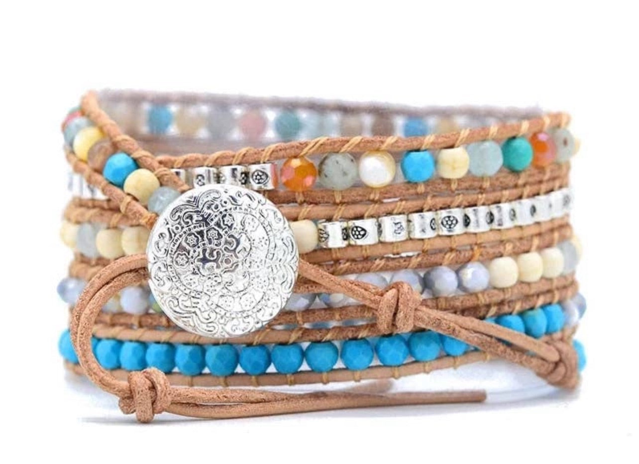 Turquoise Jasper Beaded Wrap Bracelet