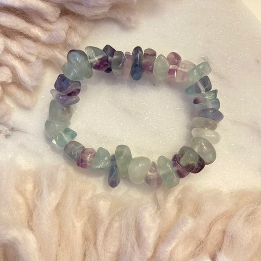 Rainbow Fluorite Crystal Chip Bracelet