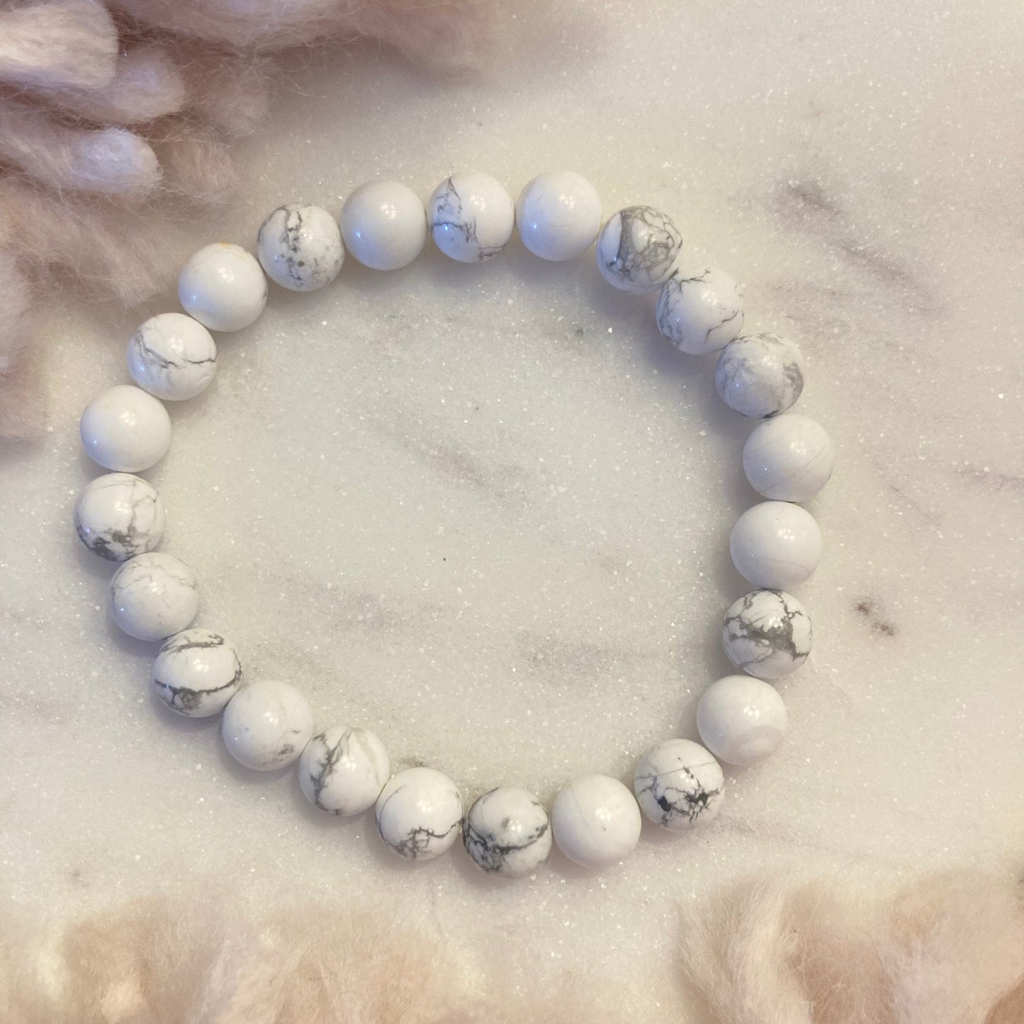 Howlite 8mm Round Bead Bracelet