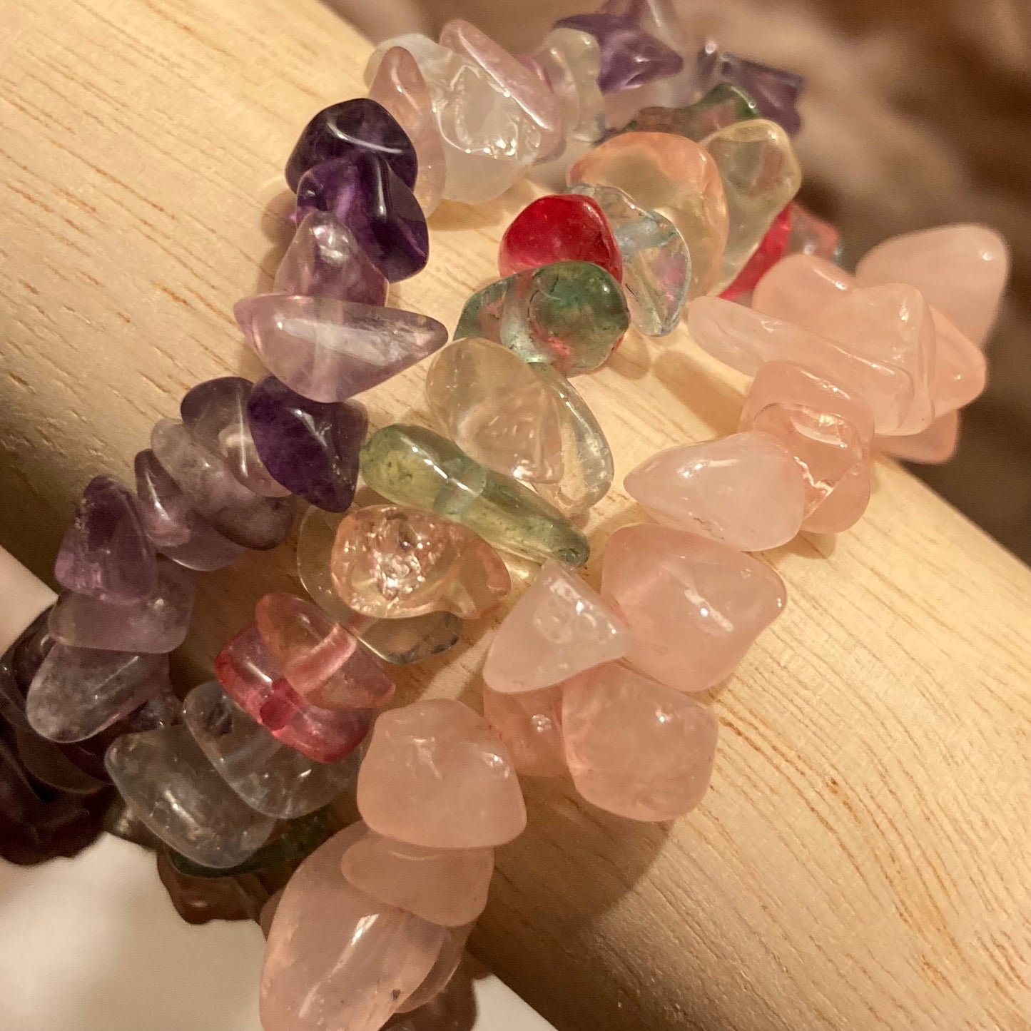 Rose Quartz Crystal Chip Bracelet