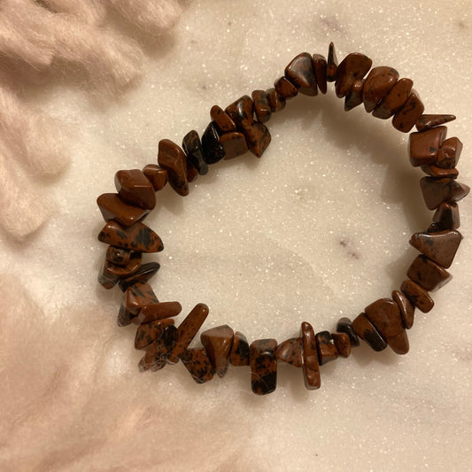 Obsidian Mahogany Crystal Chip Bracelet