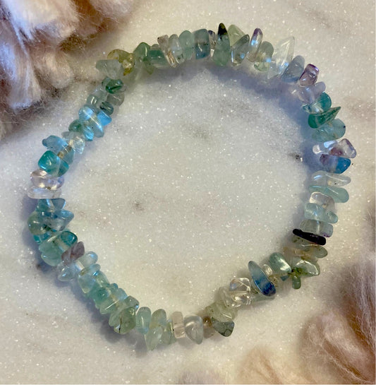 Green Fluorite Crystal Chip Bracelet