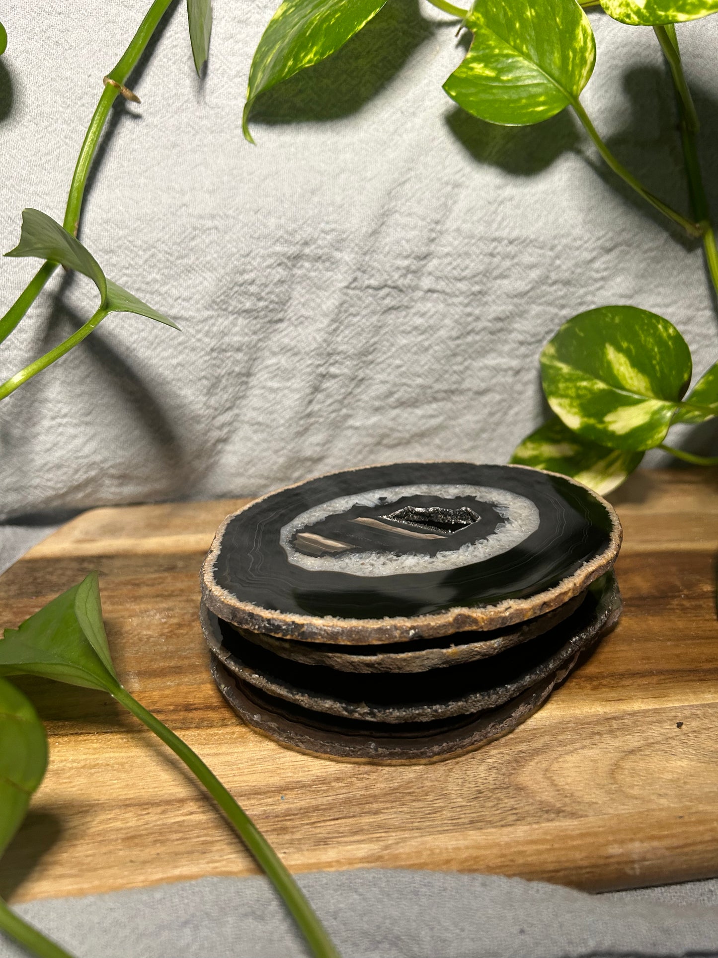 Black Agate Coaster Set of 4