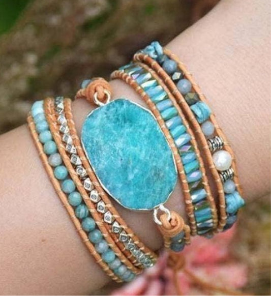 Amazonite Bead Wrap Bracelet