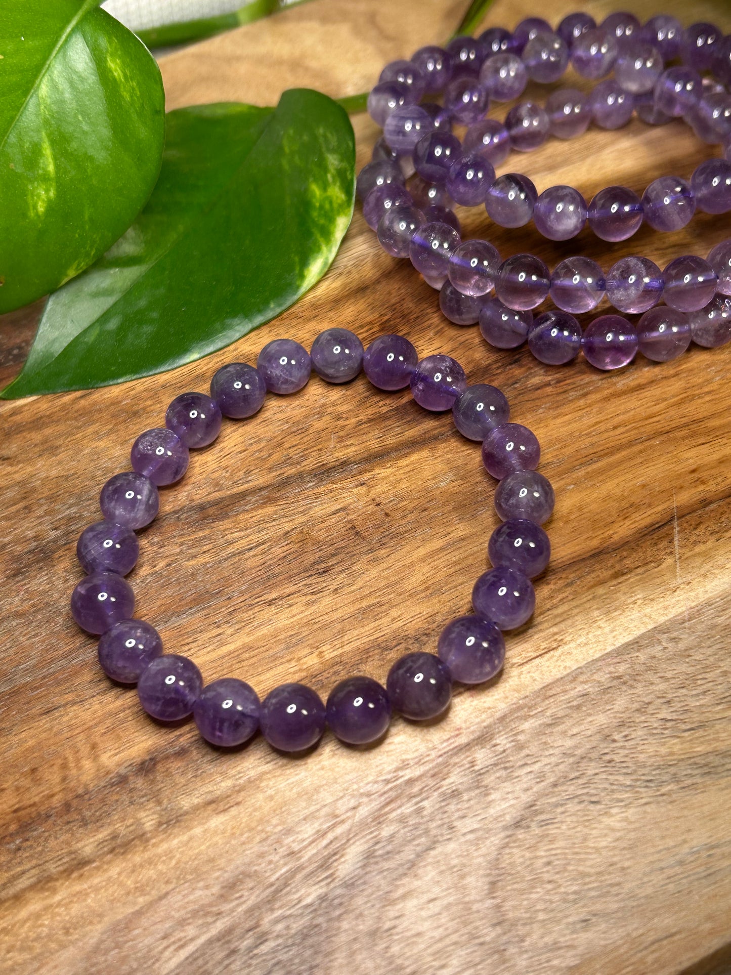 Amethyst 8mm Round Bead Bracelet