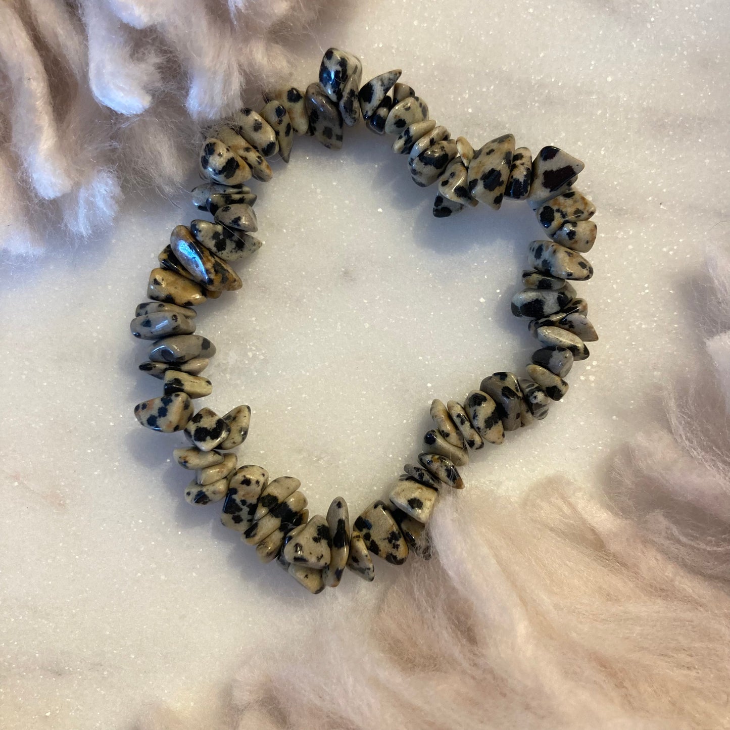 Dalmation Jasper Crystal Chip Bracelet