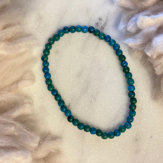 Chrysocolla 4mm Round Bead Bracelet