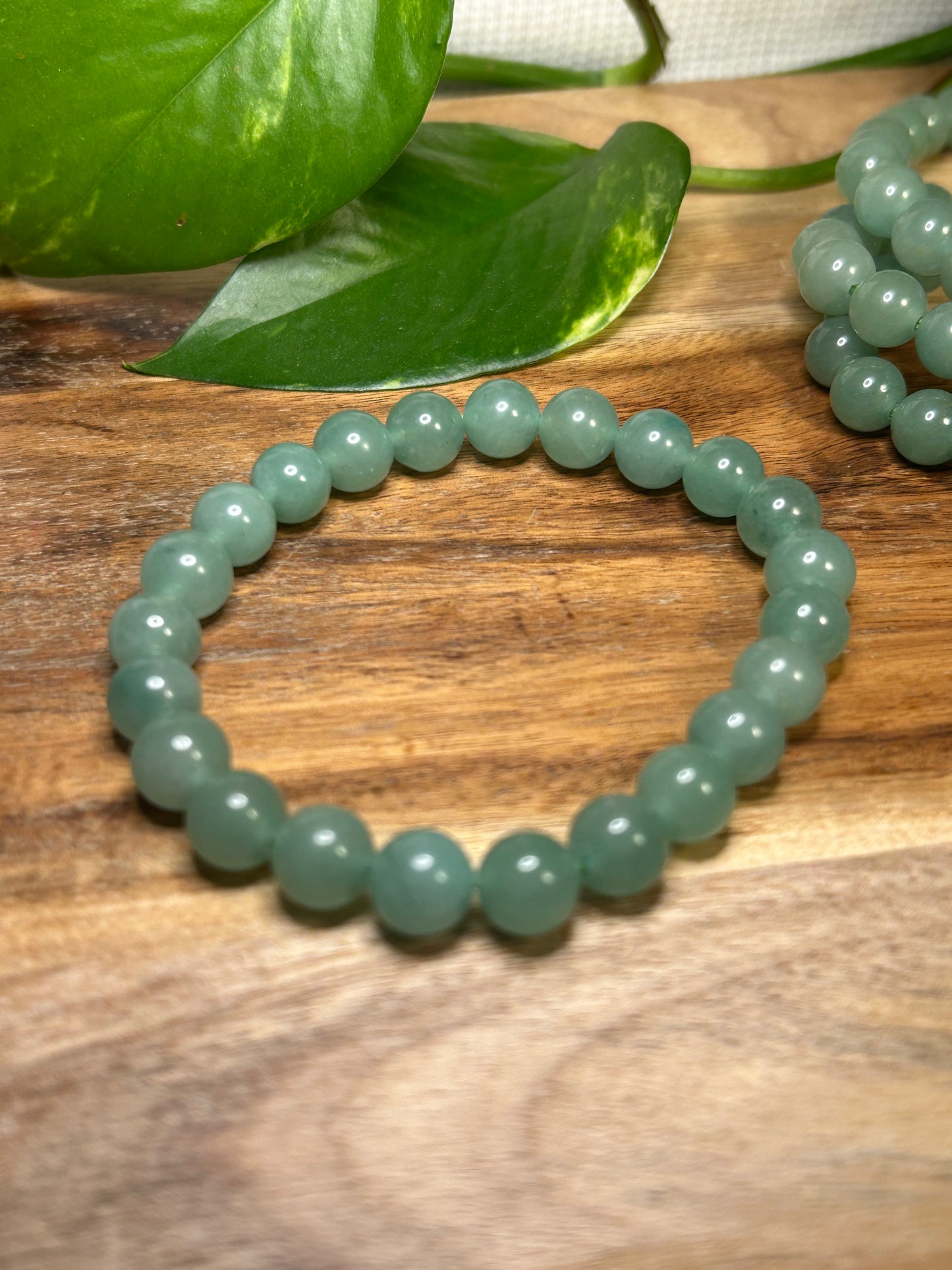 Green Quartz 8mm Round Bead Bracelet