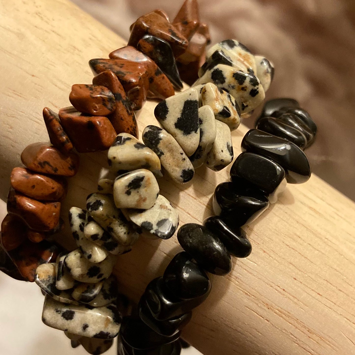 Obsidian Mahogany Crystal Chip Bracelet