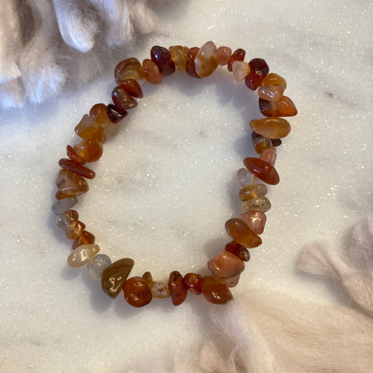 Carnelian Crystal Chip Bracelet