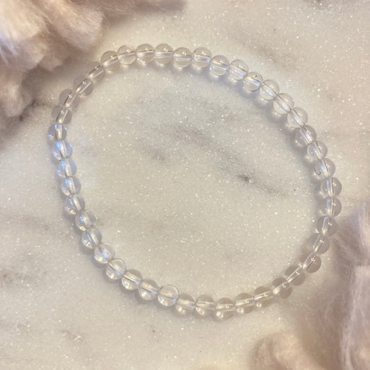 Clear Quartz 4mm Round Bead Bracelet