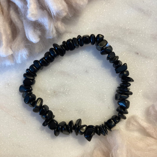 Black Obsidian Crystal Chip Bracelet