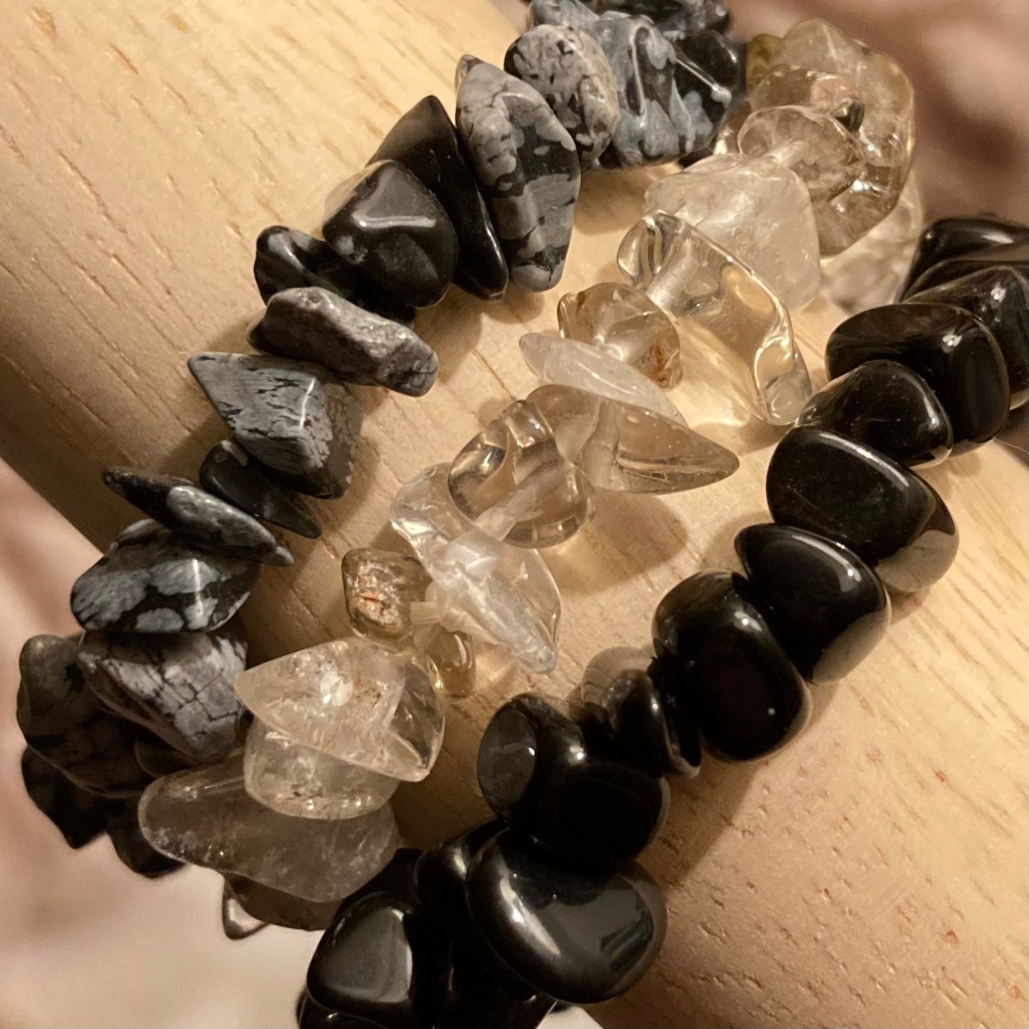 Black Obsidian Crystal Chip Bracelet