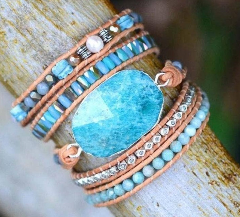 Amazonite Bead Wrap Bracelet