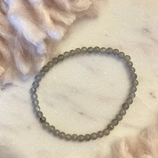 Labradorite 4mm Round Bead Bracelet