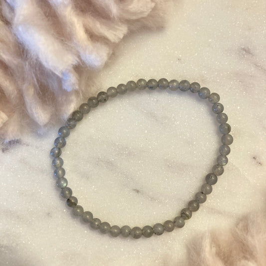 Labradorite 4mm Round Bead Bracelet