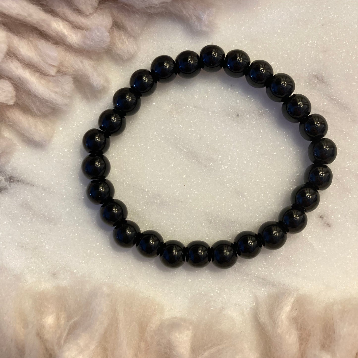 Black Obsidian 8mm Round Bead Bracelet