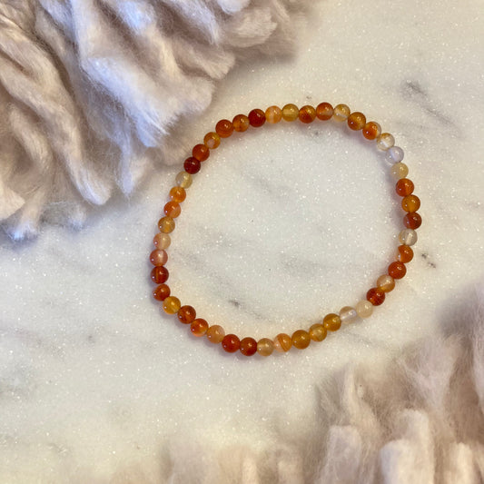 Carnelian 4mm Round Bead Bracelet