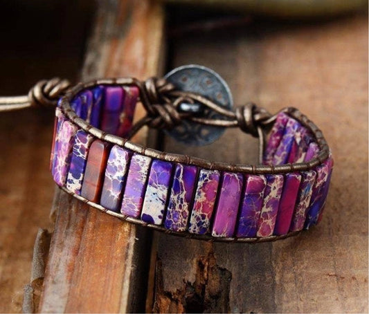 Purple Jasper Tube Wrap Bracelet